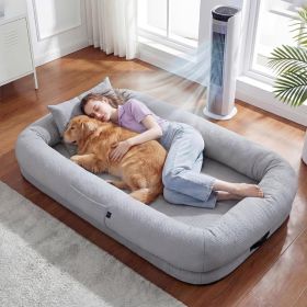 Cooling Human Dog Bed for Summer, Breathable Washable Floor Lounger for People & Pets, 71"x40"x11", Glacier Grey, Pet Bed for Hot Weather Relaxin