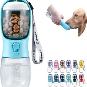 Dog Water Bottle With Food Container, Travel Puppy Water Bowl, Portable Pet Dispenser, Dog Gift Stuff Accessories Items, Puppy Essentials Necessi (Option: Blue)
